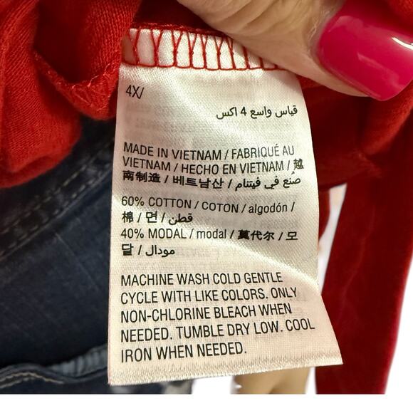 Style & Co. Knotted Side Tie Short Sleeve Shirt Size 4X in Red - Picture 10 of 10